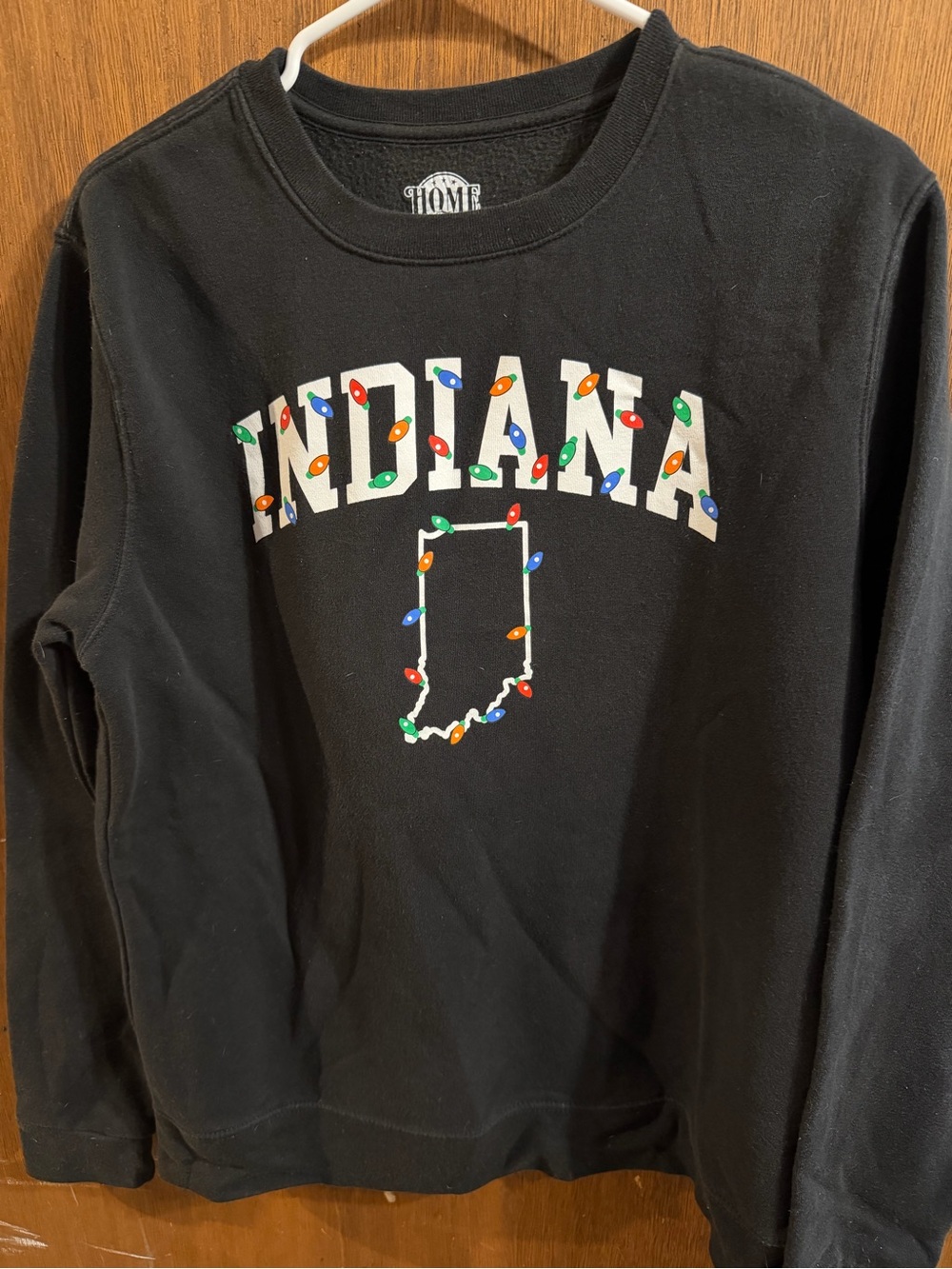Indiana Holiday Lights Black Crewneck Sweatshirt